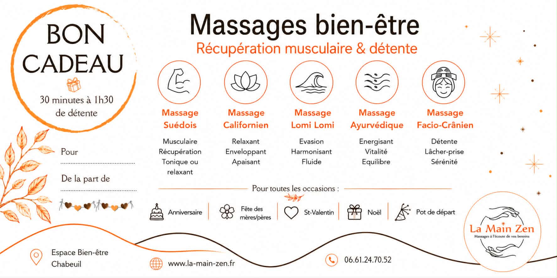 Bon cadeau la main zen