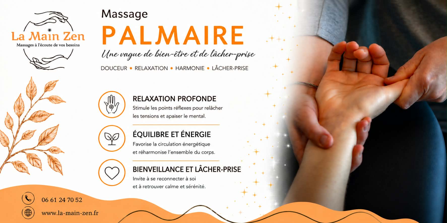 Massage palmaire la main zen